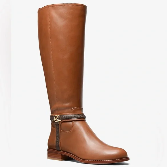 Michael Kors Mindy Leather and Signature Logo Trim Boot over the Knee - Picture 3 of 15